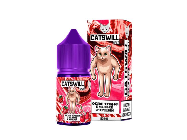Жидкость Catswill Salt - Кислые Червячки с Малиной и Черешней 